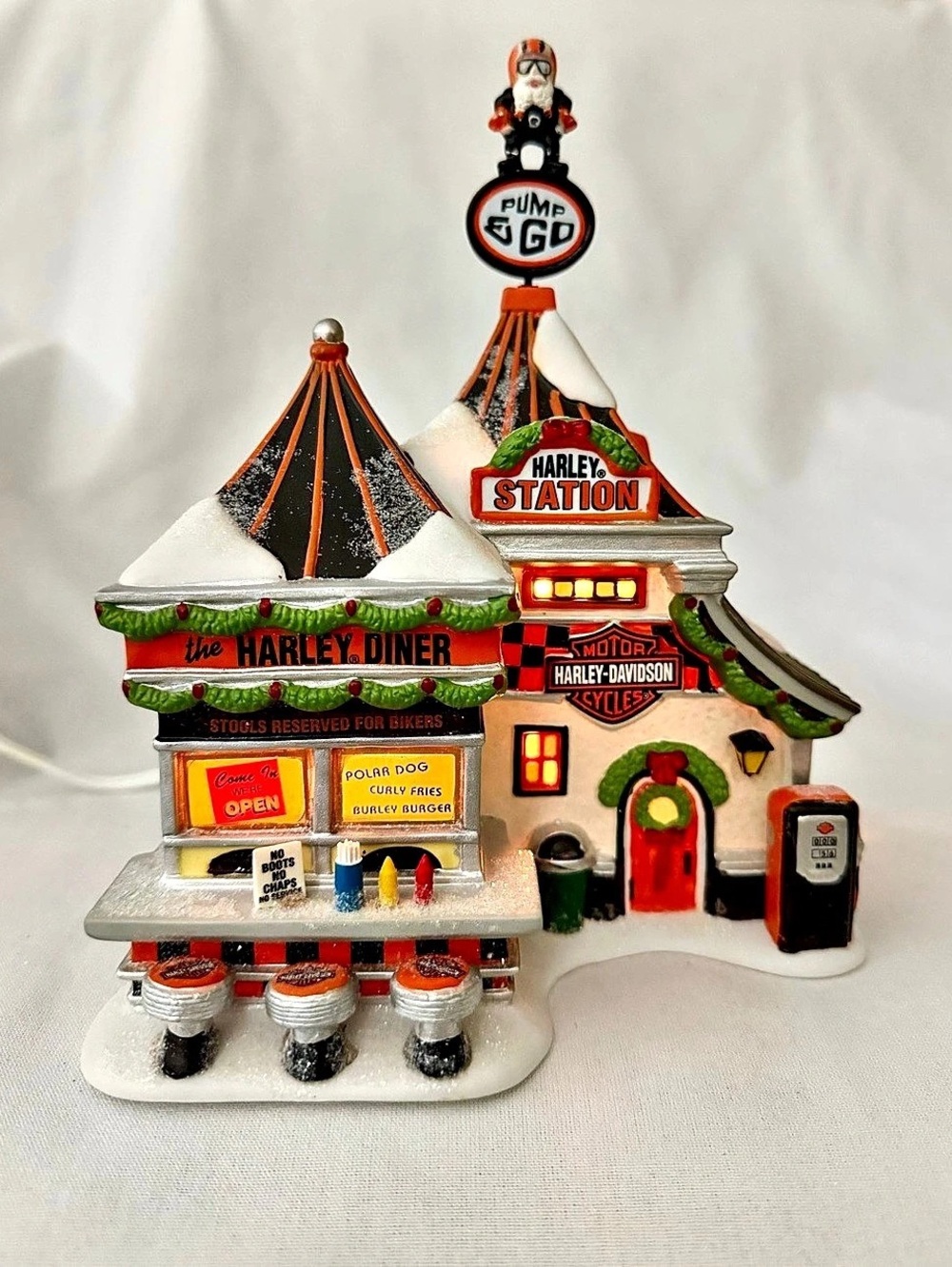 Department 56 Harley Pump & Go Diner Holiday Decor